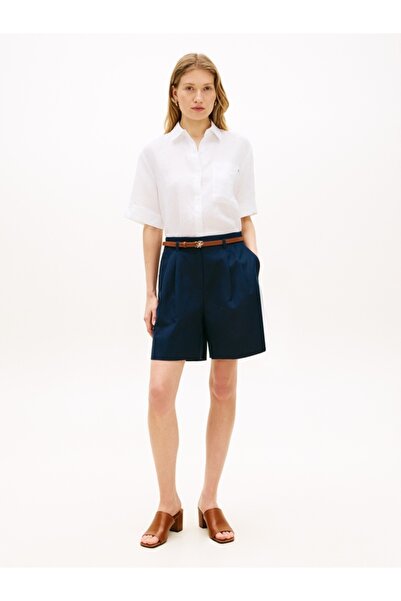 Tommy Hilfiger ESS LINEN SS SHIRT Kadın Beyaz KK Gömlek - WW0WW48925
