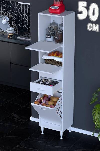 Modilayn Asya Çok Amaçlı Mutfak Dolabı: Çekmeceli, Sepetli, Kapaklı Ekmeklik,...