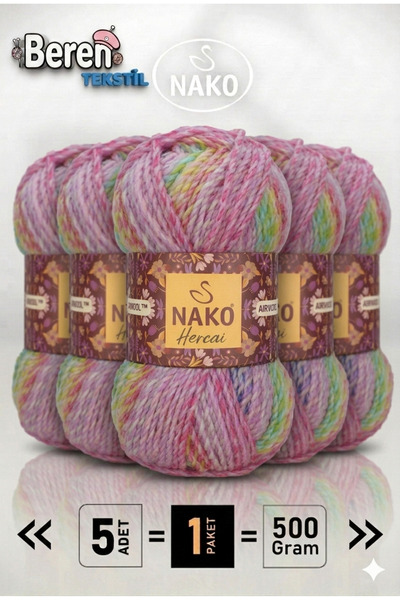 NAKO Hercai-5 Pack - 100Gr/156M - Yarn for Cardigans, Sweaters, Scarves, Bean...
