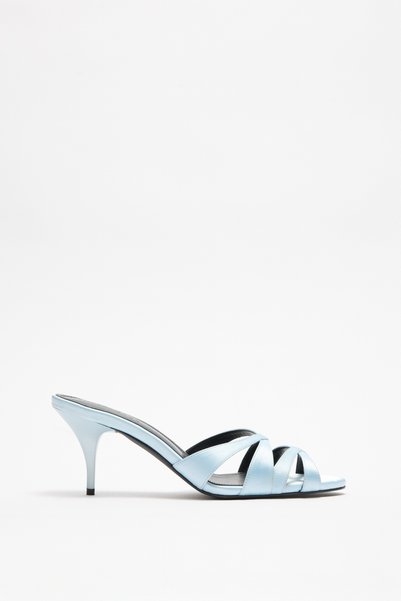 LUTVELIZADE Heels 2623 - Baby Blue Satin Women's Heels with Thin Cross Straps