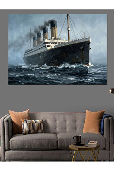 karizmart Dev Dalgalar Arasında Titanic Dekoratif Kanvas - Mdf Ahşap Tablo