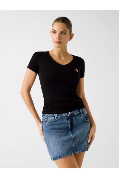 Guess Üçgen logolu esnek T-Shirt