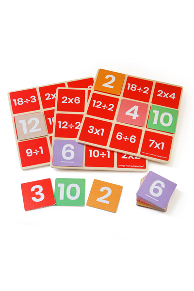 BIGJIGS Toys Bingo de matematică - Înmulțiri și împărțiri