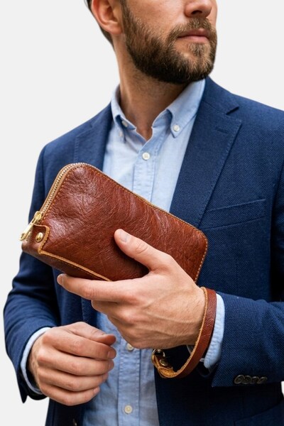 Lederax Hakiki Dana Derisi Bileklikli Pouch Çanta LD662