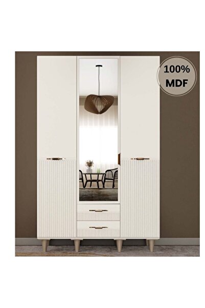 comiet Menekşe 3 Kapak Mdf Ayaklı Tasarım Gardırop