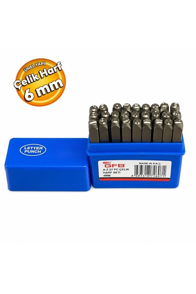 GFB GFB6795 A-Z 27 Parça Çelik Harf Takımı 6 mm Çelik Harf Takım