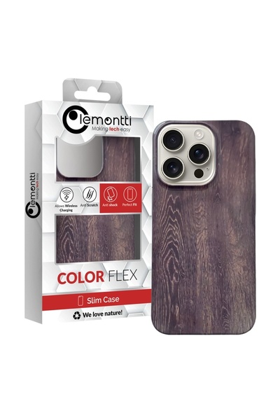 lemontti Slim Shell Glossy MagSafe iPhone 15 Pro Case Brown