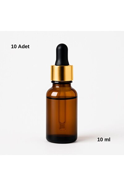 Kozpak 10'lu Amber Cam Şişe Siyah Gold Damlalıklı 10 ml (cc)