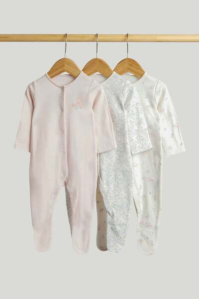 MOTHERCARE 3 Pack Little Bird Sleepsuits
