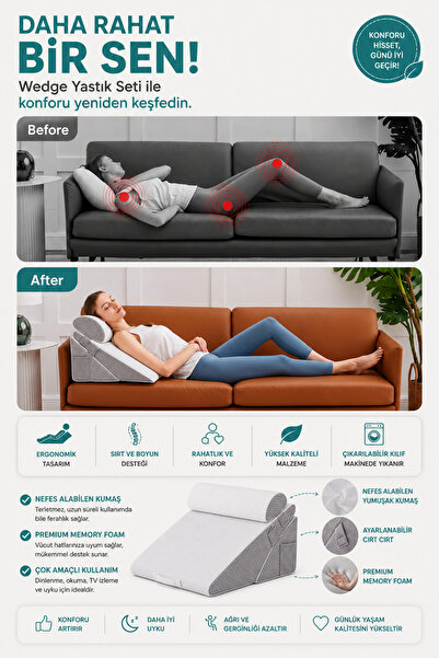 Dizanor LifeRest 10 Kullanımlı Konfor Yastığı, Ayarlanabilir Wedge Destek Minderi