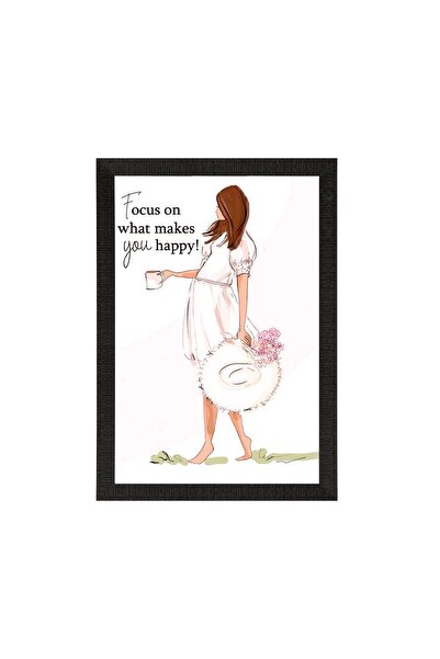 ALAYRA International Girl Holding Flower Coffee Quote Wall Painting Aesthetic...