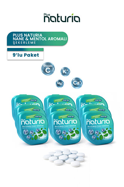 Şekersiz Şekerleme | 9 ADET , Stevialı , Nane & Mentol Aromalı Vitaminli Şekerleme