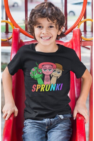 SEVBANO Tricou pentru copii cu imprimeu Sprunki, unisex, cu desene animate (1...