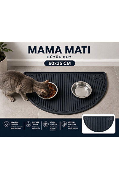 Black Gold Kedi Köpek Beslenme Paspası Kedi Köpek Mama Altlığı 60x35 Cm Büyük...
