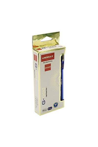 UNIMAX قلم حبر جاف جي-جولد 12 قطعة 0.7 أزرق