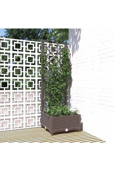 vidaxl Jardiniera de gradina cu spalier maro, 40x40x121,5 cm, PP
