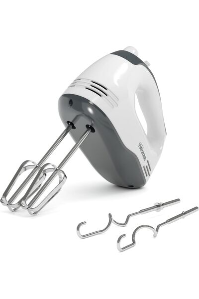 Tristar Mixer de Mână 200W Alb Gri, 5 Trepte Viteza, 2 Teluri + 2 Carlige Ino...