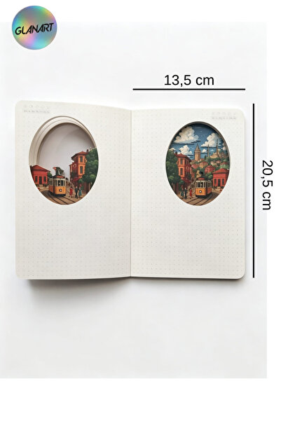 Glanart hediyelik lüks oval desen kesimli çizgisiz not hatıra defteri 60 yaprak (13,5x20,5 cm ) istanbul