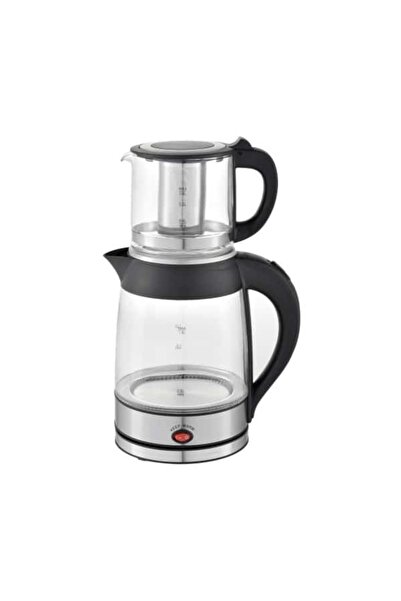 FOXMAG24 Fierbător electric și set de ceainic argintiu, 2200W, capacitate 1.8...