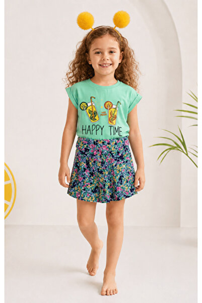 onymino Girl's Top and Bottom Set T-Shirt with Floral Shorts
