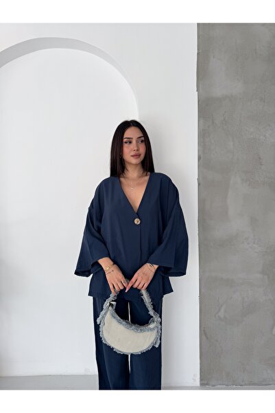 Pukka Kadın Modal Kumaş Yarasa Kol Kimono İkili Takım