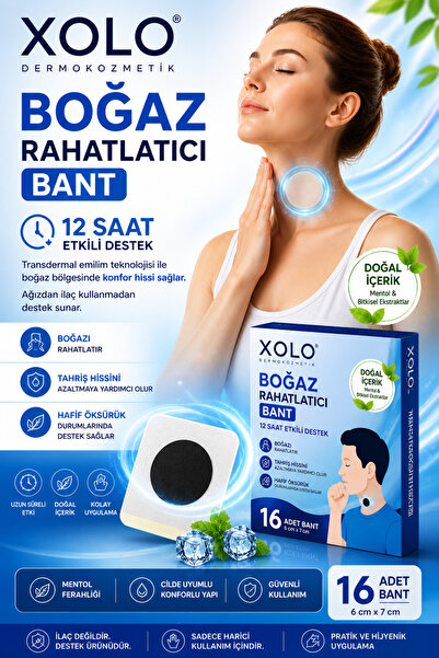xolo Boğaz Bandı Mentollü Doğal İçerik Konfor Sağlayan Bant 16 Adet 6x7 cm