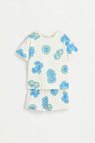 LEFTIES Desenli kısa pijama takımı