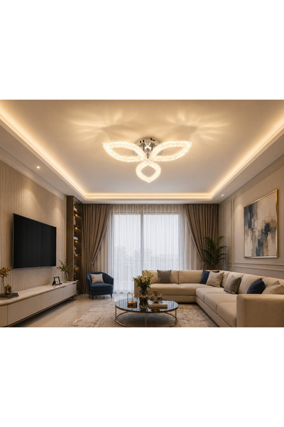 M Mediyamu Aydınlatma Modern LED Plafonyer Avize 3'lü Gümüş Kasa – Kumandalı ...