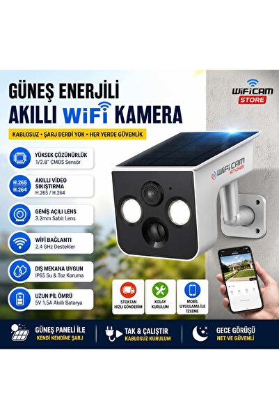 WİFİCAM 2K Mini Güneş Enerjili Akıllı WiFi Güvenlik Kamerası
