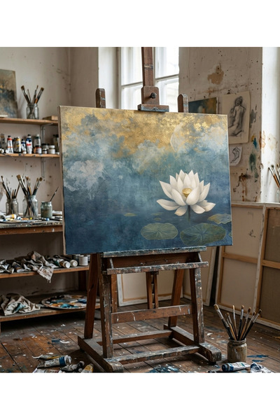 Nurşahın Resimleri El Yapımı Lotus Çiçeği Kanvas Tablo