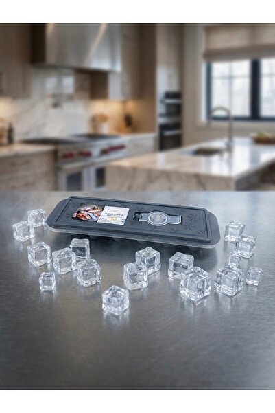 House More 12-Compartment Ice Tray with Lid and Silicone Base - Anthracite Gray