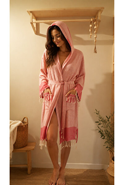 AQUATOLIA AMOS Peshtemal Bathrobe - 100% Cotton - Unisex Bathrobe