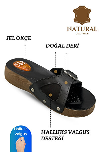 sermoda Papuci de damă din piele naturală - Papuci de damă cu talpă cu gel și...