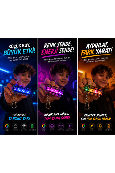 seymen bıçakçılık Işıklı klavye Anahtarlık Mini LED Aydınlatma Renk Değiştire...