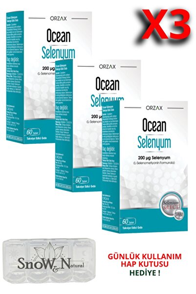 Ocean Selenyum 200 mcg 60 Tablet 3 Adet ( 180 tablet ) + Hap Kutusu HEDİYE