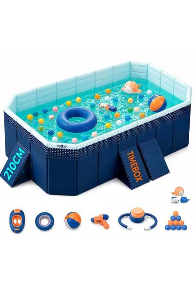 Timebox Piscina gonflabilă, 2,1 m, Nu necesită pompare, Material cu 5 stratur...