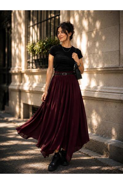 moda dıcasso تنورة شيفون بقصة متماثلة