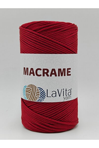 LaVita Yarn LaVita Macrame El Örgü İpi %100 Polyester 200gr (105 KIRMIZI)