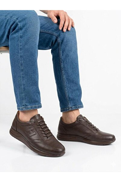 Lütfi Men's Oversized Elastic Genuine Leather Orthopedic Light Sole Summer Shoes