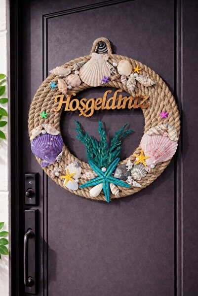 Butik Hoşgeldiniz Yazılı Deniz Kabuklu Kordon İp Dekorasyon Süsü 2