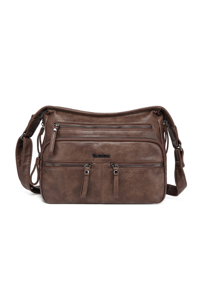 BARCELONA 21K Brown Medium Size Multi-Pocket Daily Women's Messenger Shoulder...