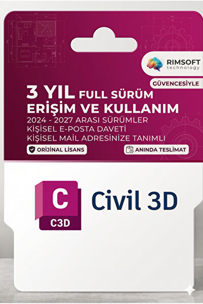 Autocad Civil 3D 2024-2027 Full Sürüm - 3 Yıl Erişim - Kişisel Mail Adresiniz...