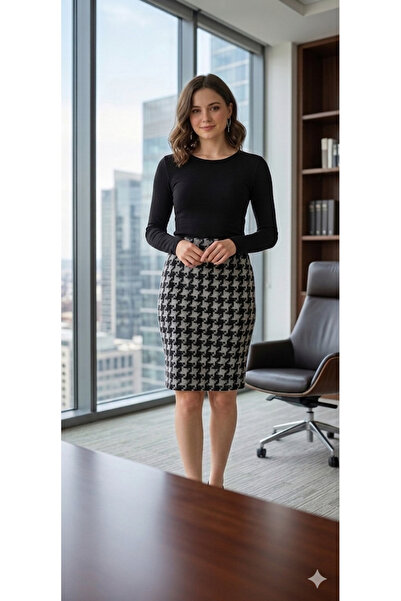 LİZA İÇ GİYİM Wool Patterned Fabric Short Skirt