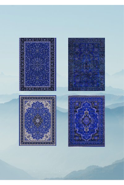 MirayDesign 17-Piece Authentic Blue Carpet Pattern A5 Size Adhesive Scrapbook Paper Set (Arabic Patience Gratefulness Prayer Tevekkül Writing Stickers with Gift)