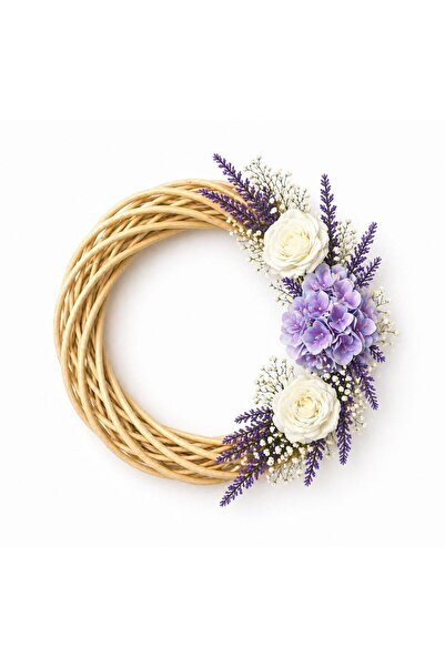 PAKETA Premium Artificial Lavender, Hydrangea, and White Rose on Natural Wick...