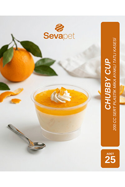 SEVAPET 200 CC CHUBBY CUP / 25 ADET SERT PLASTİK MİKA TATLI SUNUM KASESİ