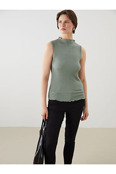 LC Waikiki Stand Collar Textured Blouse