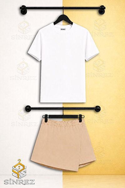 SİNREZ Set 2 piese pentru fete, tricou cu mânecă scurtă și fustă scurtă, fără...