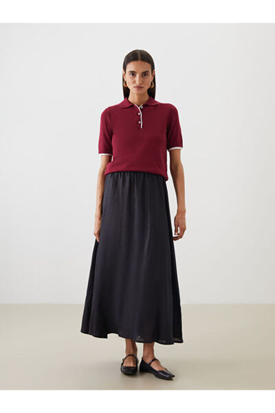LC Waikiki Timeless Clothing & Timeless Choices 100% Linen Flared Skirt with ...
