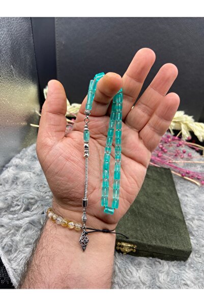 Kttesbihaksesuar 5x8 mm UÇAK CAMI ( FLEKSİ GLASS ) TESBİH GÜMÜŞ KAPLAMA PÜSKÜLLÜ